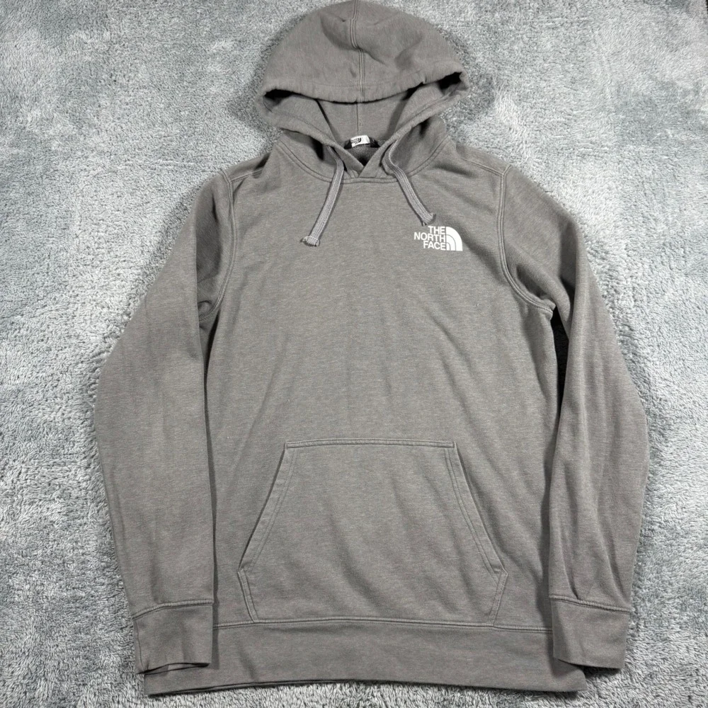 The North Face Mens Red Box Logo Hoodie‎ Grey Pullover Sweatshirt Large